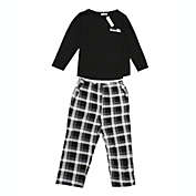 Agnes Orinda Plus Size Check Nightgown for Women Stretch Glen Long Sleeves Pocket Round neck Elastic Waist Sleepwear Plaid Pjs Pajamas Sets 1X Black