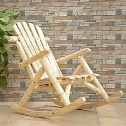 Costway Wood Single Porch Rocker Lounge Patio Rocking Chair