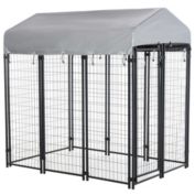 Pawhut 6' x 4' x 6' Large Outdoor Dog Kennel Steel Fence with UV-Resistant Oxford Cloth Roof & Secure Lock