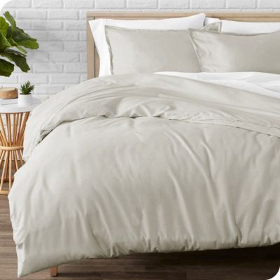 Bare Home Flannel Duvet Cover and Sham Set - 100% Cotton, Velvety Soft Heavyweight, Double Brushed Flannel (King/California King, Ivory)