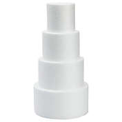 Juvale 4-Tier Cake Foam Dummies for Wedding Supplies, Baby Shower, Birthday, 3-6 Inch White Foam Rounds (4 Piece Set)