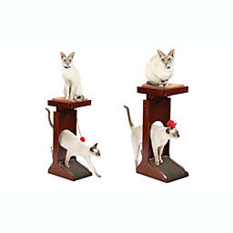 Etna Adjustable Wooden Cat Tower Perch with Scratching Pad