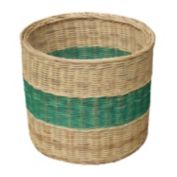 D-Art collection Hand Woven Wicker Magazine Basket with Blueish Greenish Stripe