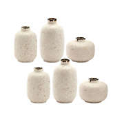 Contemporary Home Living Set of 6 White and Rusty Terra Cotta Mini Vase 6.25"