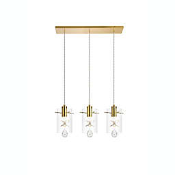 Elegant Lighting Luxurious Hana 3 Lights Pendant for Living Room, Kitchen, Bedroom & Hallway, Gold