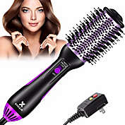 KINGA One-Step Hair Dryer & Volumizer Hot Air Brush in Purple and Black