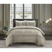 Chic Home Amara Comforter Set Embossed Mandala Pattern Faux Fur Micromink Backing Bed In A Bag Bedding - Sheets Pillowcases Pillow Shams Included - 7 Piece - Queen 90x92", Beige