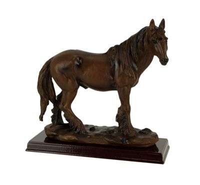Everspring Brown Feathered Foot Standing Horse Statue On Wood Base