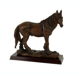 Everspring Brown Feathered Foot Standing Horse Statue On Wood Base