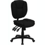 Flash Furniture Mid-Back Black Fabric Multifunction Swivel Ergonomic Task Office Chair with Pillow Top Cushioning