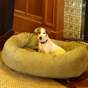 Majestic Pet Product 24-Inch Micro Suede Waterproof Bagel Dog  Bed - Sage