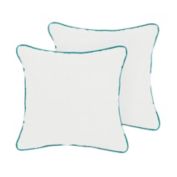 Outdoor Living and Style Set of 2 Sunbrella Canvas Natural/Canvas Teal Outdoor Pillow, 18"