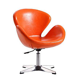 Manhattan Comfort Raspberry Faux Leather Adjustable Swivel Chair in Tangerine and Polished Chrome