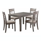 Lazzara Home Asher 5-Piece Rectangular Gray Wood Top Dining Room Set