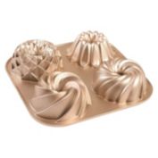 Baker's Secret Fluted Cake Pan, Mini Loves Edition, Double Non-Stick Layers, Die Cast Aluminum, Mini Fluted Cake Pan