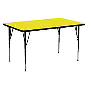Flash Furniture 24&#39;&#39;W x 60&#39;&#39;L Rectangular Yellow HP Laminate Activity Table - Standard Height Adjustable Legs