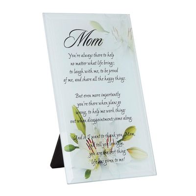 Juvale Decorative Glass Plaque for Mom, Mother&#39;s Day Gift (4 x 6.2 x 3 In)