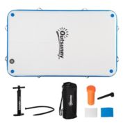 Outsunny Water Inflatable Floating Dock, Inflatable Platform Island, Large Floating Mat Raft with Air Pump & Backpack, for Pool, Beach, Ocean, White