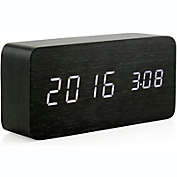 Infinity Merch LED Wooden Digital Alarm Clock in Black