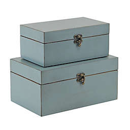 Cheungs Home Indoor Decorative Storage Boxes, Blue Finished - Set of 2