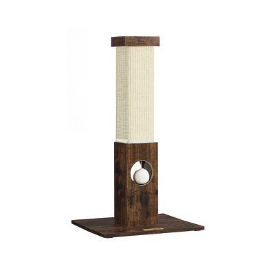 FEANDREA Cat Scratching Post, Cat Scratcher for Indoor Cats, 28.7 Inches Tall, Furniture Scratching Deterrent Sisal Scratch Pole with Toy, Rustic Brown