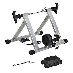 Soozier Magnetic Bike Trainer Stand Steel Bicycle Indoor Riding Stationary Fit for 26in-28in, 700C Wheels, Silver