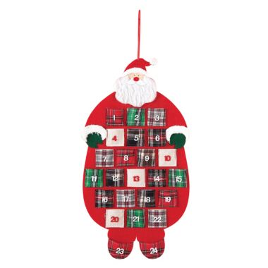 C&F Home Plaid Santa Felt Hanging Christmas Advent Calendar with 24 Pockets for Kids Xmas Home Decor Decoration 26" x 14.25". View a larger version of this product image.
