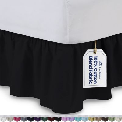 Two Tone All Size US Pima Cotton Solid Navy Blue-White Valance/Bedskirt 