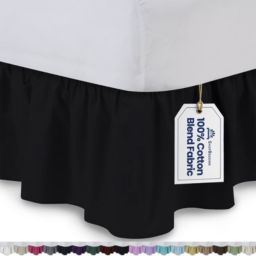 SHOPBEDDING Ruffled Bed Skirt with Split Corners - Full, Navy, 14 Inch Drop Cotton Blend Bedskirt Dust Ruffle
