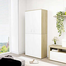 Home Life Boutique Shoe Cabinet White and Sonoma Oak 31.5