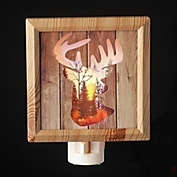 Deer Silhouette Faux Wood Frame Night Light Plug In 6.25 Inch
