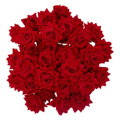Bright Creations 36 Pack Velvet Artificial Red Roses, Small Flower Heads for Wedding Centerpiece DIY Decoration (3.15 in)
