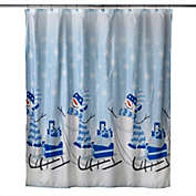 SKL Home By Saturday Knight Ltd Snowman Sled Shower Curtain And Hook Set - 13-Piece - 72X72", Multi