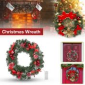 Htwon Wall Hanging Christmas Wreath Xmas Party, 30cm (With LED light )
