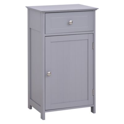 kleankin Bathroom Cabinet with Drawer and Shelf, Toilet Vanity Cabinet for Toilet Paper, Towels or Shampoo, Grey