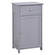 kleankin Bathroom Cabinet with Drawer and Shelf, Toilet Vanity Cabinet for Toilet Paper, Towels or Shampoo, Grey
