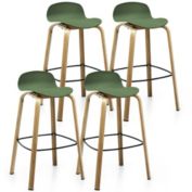 Gymax Modern Set of 4 Barstools 30inch Pub Chairs w/Low Back & Metal Legs Green