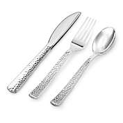 Smarty Had A Party Shiny Metallic Silver Hammered Plastic Cutlery Set (1000 Spoons, 1000 Forks and 1000 Knives)