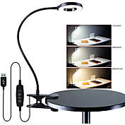 Stock Preferred Clip On Desk Lamp LED Flexible Arm USB Corded - Dimmable Ring Light