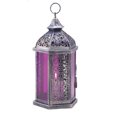 Zingz & Thingz 10.5" Silver and Purple Enchanted Candle Lantern. View a larger version of this product image.