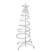 Northlight Set of 2 Multi-Color LED Lighted Spiral Cone Tree Outdoor Christmas Decorations - 48"