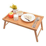 Ktaxon Wood Breakfast Bed Tray Lap Desk Serving Table Foldable Legs Bamboo Food Dinner
