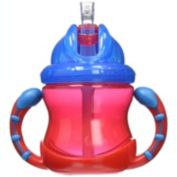 Nuby Two-Handle Flip N&#39; Sip Straw Cup, 8 Ounce, Red with Blue