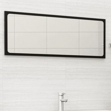 vidaXL Bathroom Mirror Black 39.4"x0.6"x14.6" Engineered Wood. View a larger version of this product image.