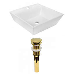 American Imaginations 16 5-in W Above Counter White Vessel Set For 1 Hole Center Faucet