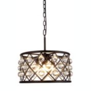 Elegant Lighting 1213 Madison Collection Pendant 16"D x 9"H - 4 Lights Matte Black Finish - Royal Cut Crystals