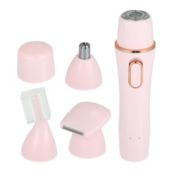 Unique Bargains Facial Hair Removal Kit for Women, 4 in 1 Hair Trimmer Hair Remover for Eyebrow, Legs, Bikini, Nose, with USB Charger, Pink