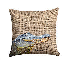 Caroline's Treasures Alligator  on Faux Burlap Fabric Decorative Pillow 14 x 14