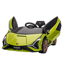 Aosom Lamborghini Licensed Kids Ride On Car, 12V Battery Powered Electric Sports Car Toy with Remote Control, Horn, Music, & Headlights for 3-5 Years Old, Green