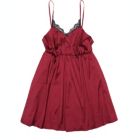 Alternate image 0 for Agnes Orinda Plus Size Sleep Dress for Women, Camisole Side Slit Lace Trim V Neck Satin Lingerie Night Gowns, Burgundy 3X